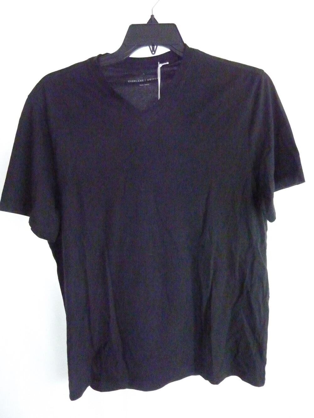 NWT Everlane Mens Black V Neck Short Sleeve Shirt L